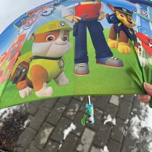 Paw Patrol Green and Blue Kids Umbrella with Character Print